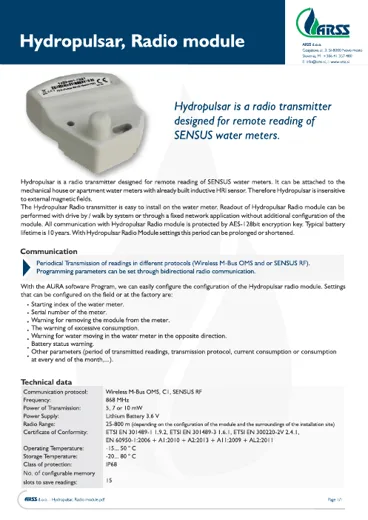 HydroPulsar – tehnički list