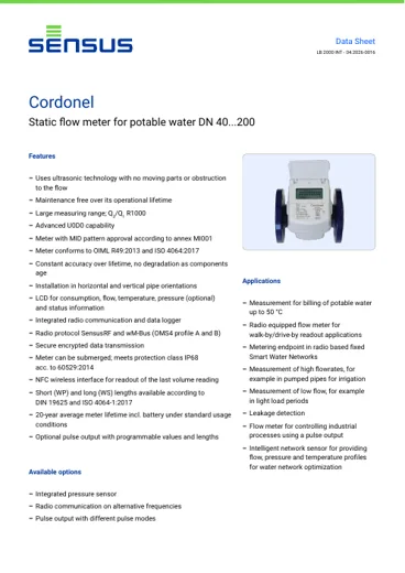 Cordonel – tehnički list (EN)