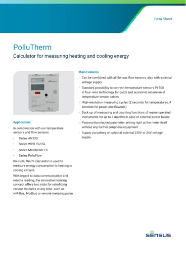 PolluTherm – tehnički list